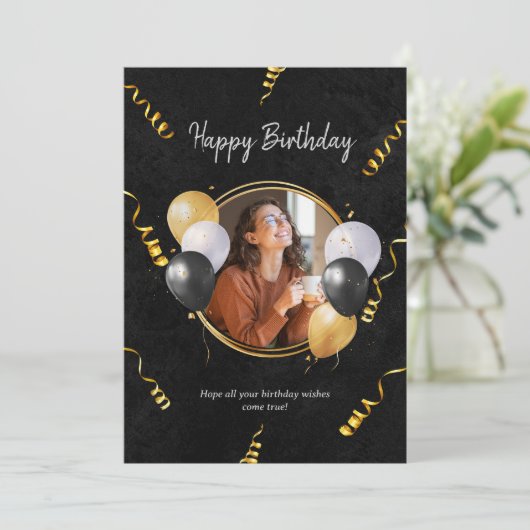 個人エレガント写真の誕生日カード シーズンカード (スタンド正面)