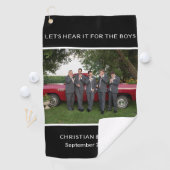 個人カスタマイズ写真ウェディングパーティブラック ゴルフタオル (インサイチュ)