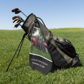 個人カスタマイズ写真ウェディングパーティブラック ゴルフタオル (グリーン)