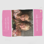 個人カスタマイズ写真ピンク ゴルフタオル (横)