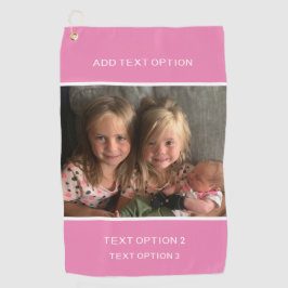 個人カスタマイズ写真ピンク ゴルフタオル