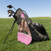 個人カスタマイズ写真ピンク ゴルフタオル (グリーン)