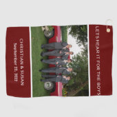 個人カスタマイズ写真結婚RED BURGUNDY ゴルフタオル (横)