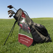 個人カスタマイズ写真結婚RED BURGUNDY ゴルフタオル (グリーン)