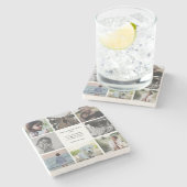 個人カスタムメッセージと家族の写真コラージュ ストーンコースター (横)