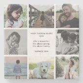 個人カスタムメッセージと家族の写真コラージュ ストーンコースター (正面)