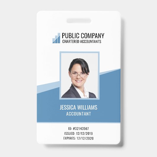 個人カスタム写真スタッフID バッジ (正面)