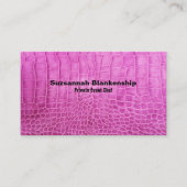 個人カスタム料理人ピンクテクスチャレザーQRコード 名刺 (正面)
