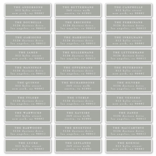 個人クラシックのセージグリーンホワイトゲストアドレス シール (正面)