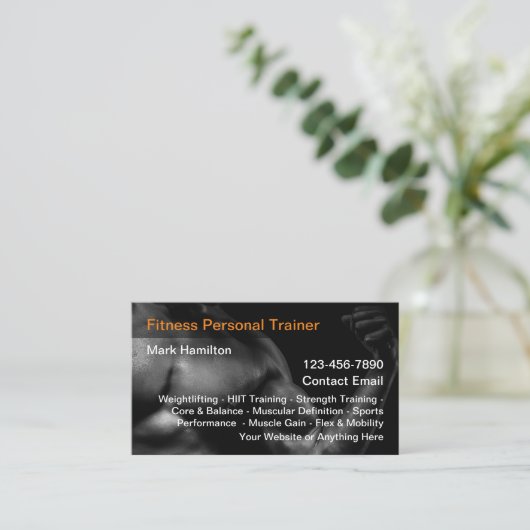 個人クールフィットネストレーナーの名刺 名刺 (スタンド正面)