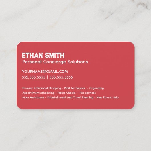 個人コンシェルジュ 名刺 (裏面)