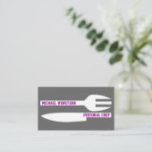 個人シェフのミニマリストの名刺グレー白 名刺 (スタンド正面)