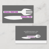 個人シェフのミニマリストの名刺グレー白 名刺 (正面/裏面)