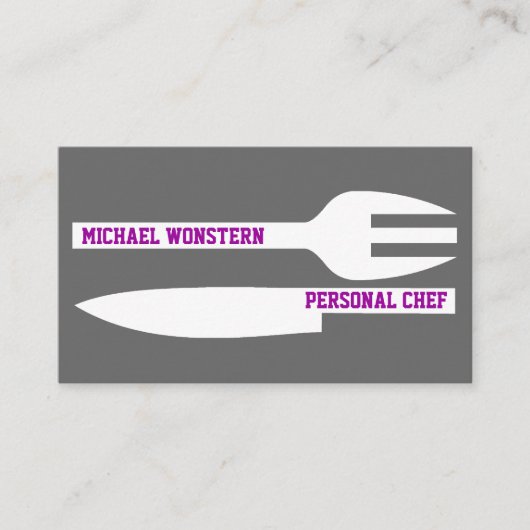 個人シェフのミニマリストの名刺グレー白 名刺 (正面)
