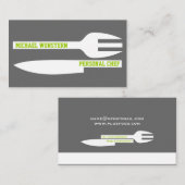 個人シェフのミニマリストの名刺グレー白 名刺 (正面/裏面)
