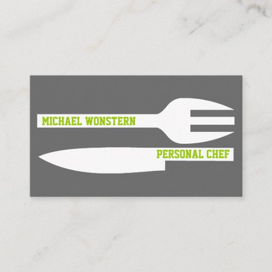 個人シェフのミニマリストの名刺グレー白 名刺 (正面)