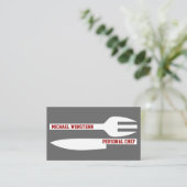 個人シェフのミニマリストの名刺グレー白 名刺 (スタンド正面)