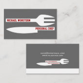 個人シェフのミニマリストの名刺グレー白 名刺 (正面/裏面)