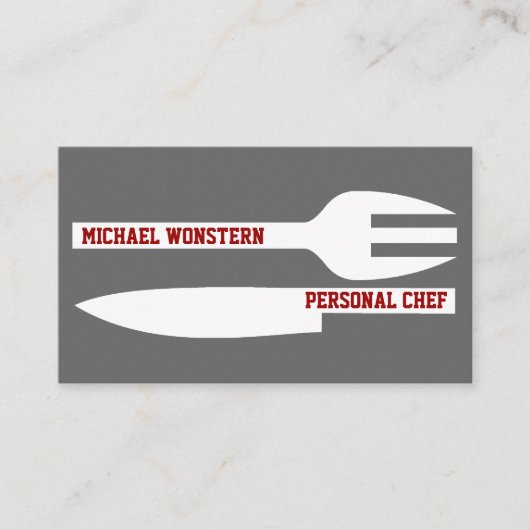 個人シェフのミニマリストの名刺グレー白 名刺 (正面)