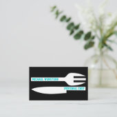 個人シェフのミニマリストの名刺白黒 名刺 (スタンド正面)