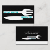 個人シェフのミニマリストの名刺白黒 名刺 (正面/裏面)