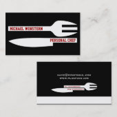 個人シェフのミニマリストの名刺白黒 名刺 (正面/裏面)
