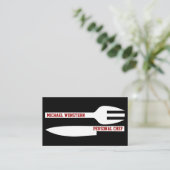 個人シェフのミニマリストの名刺白黒 名刺 (スタンド正面)