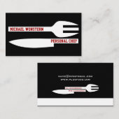 個人シェフのミニマリストの名刺白黒 名刺 (正面/裏面)