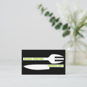 個人シェフのミニマリストの名刺白黒 名刺 (スタンド正面)