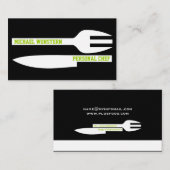 個人シェフのミニマリストの名刺白黒 名刺 (正面/裏面)