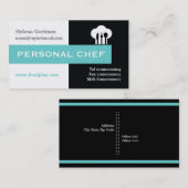 個人シェフのミニマリストブラック、ホワイト、アクア 名刺 (正面/裏面)