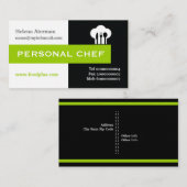 個人シェフのミニマリスト黒、白、緑 名刺 (正面/裏面)