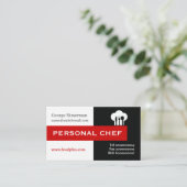 個人シェフのミニマリスト黒、白、赤 名刺 (スタンド正面)