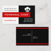 個人シェフのミニマリスト黒、白、赤 名刺 (正面/裏面)