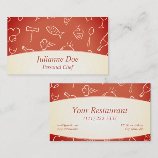 個人シェフまたはレストラン名刺 名刺 (正面/裏面)