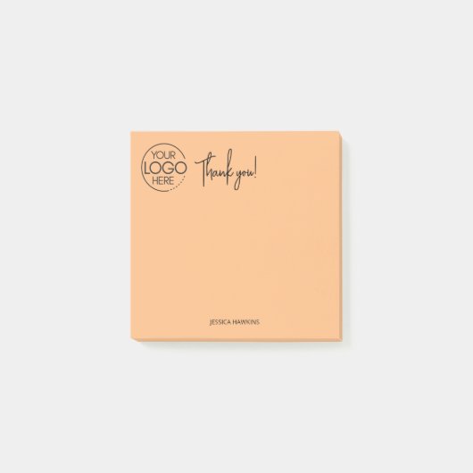 個人シンプル文房具ありがとうオレンジ淡い色の色 ポストイット (正面)