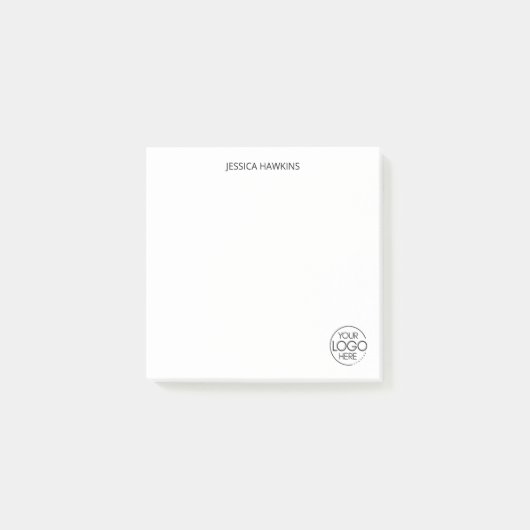 個人シンプル文房具のロゴ白 ポストイット (正面)