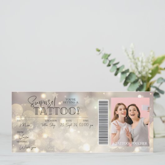 個人タトゥー誕生日ギフトカード伝票 招待状 (スタンド正面)