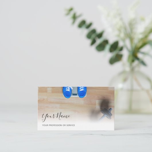 個人トレーニングおよびフィットネスコーチングの専門家バス 名刺 (スタンド正面)