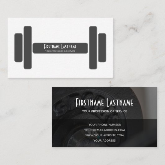 個人トレーニングおよびフィットネス指導の専門家 名刺 (正面/裏面)