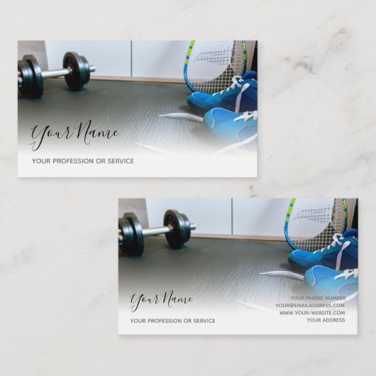 個人トレーニングおよびフィットネス指導の専門家 名刺 (正面/裏面)