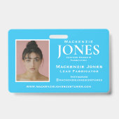 個人ブランドロゴモダンターコイズ社員 バッジ (裏面)