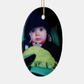 個人ベビー写真ハート(名前と年) セラミックオーナメント (右)