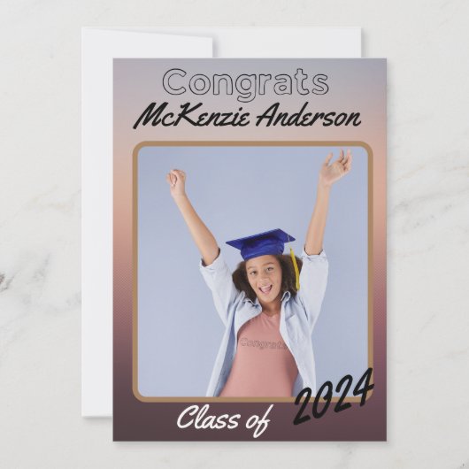 個人メッセージフォト卒業発表 招待状 (正面)