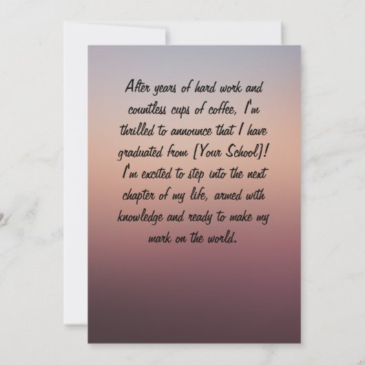 個人メッセージ フォト 卒業おめでとうございます 招待状 (裏面)