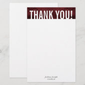 個人メモ 縦書き 太字 ブロック ダークレッド マルーン 便箋 (正面/裏面)