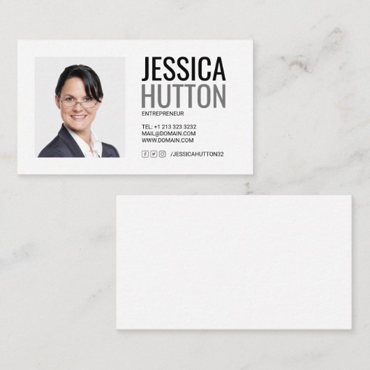 個人モダンはっきりした写真 名刺 (正面/裏面)