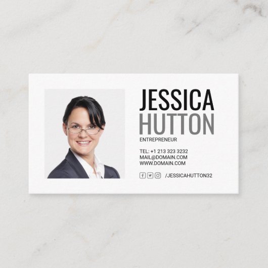 個人モダンはっきりした写真 名刺 (正面)