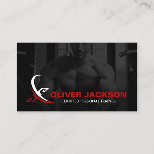 個人モダンフィットネスコーチロゴ 名刺 (正面)