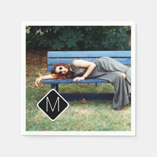 個人モノグラムファミリーフォトコラージュA11 スタンダードカクテルナプキン (正面)